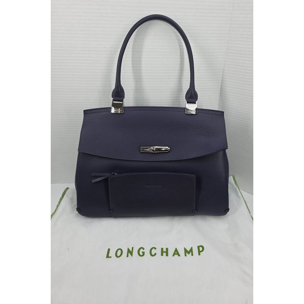 Longchamp Paris Madeleine Pebbled Leather Top Handle Bag in Purple